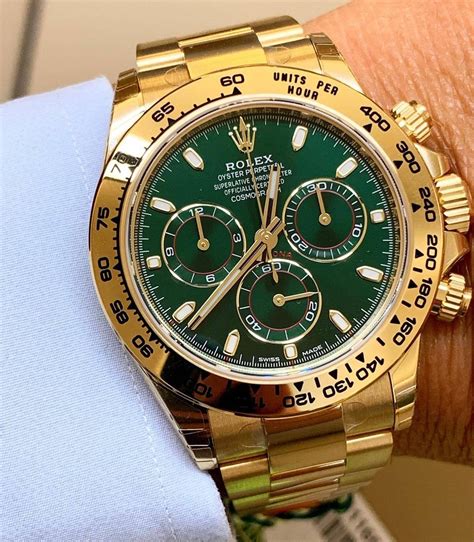 gold green face rolex daytona|Rolex daytona green dial price.